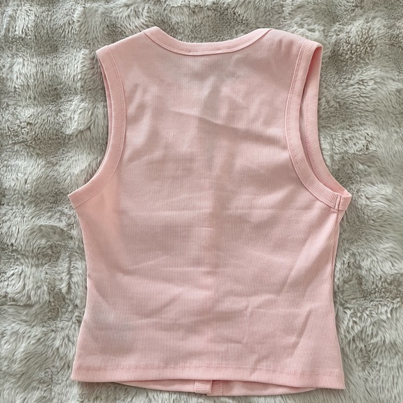 Edikted Light Pink Ribbed Button-Front Tank Top - Picture 3 of 3